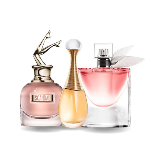 Pack de 3 Parfums Jean Paul Gaultier SCANDAL, Dior J'ADORE et Lancôme LA VIE EST BELLE (Eau de Parfum) My Store
